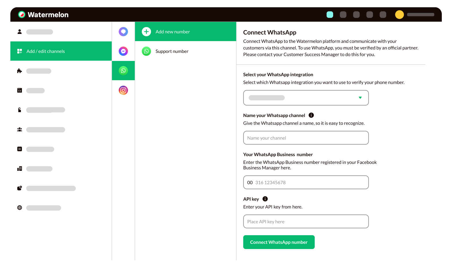 watermelon dashboard whatsapp view