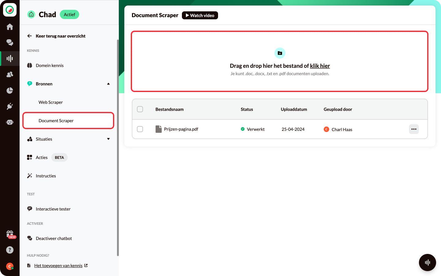 Watermelon AI chatbot doc scraper feature