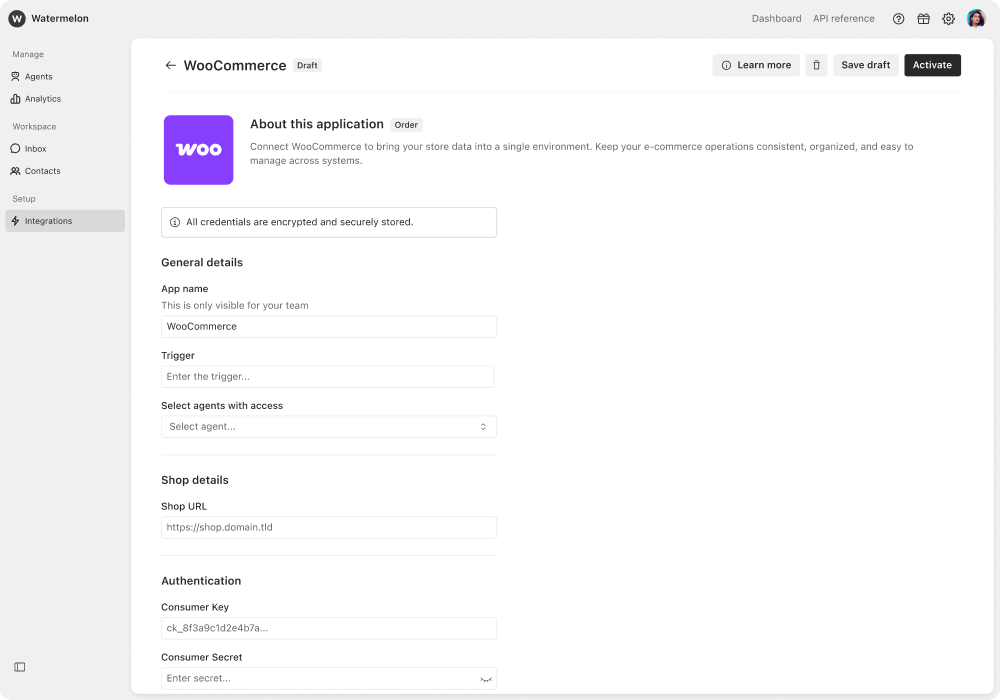 WooCommerce integration